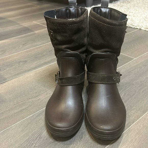 Santana Canada Waterproof Boots Cayley Suede / Rubber Brown Rain Boots Size 8 - Picture 8 of 16